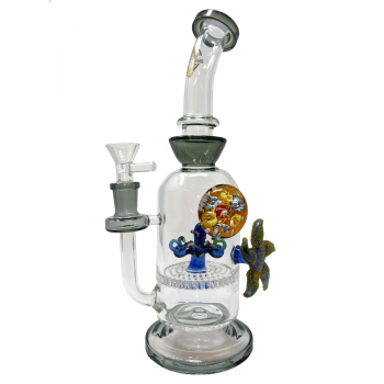 11" "OPG" On Point Glass Bent Neck With Octopus Honeycomb Perc 'STARFISH' Water Pipe [ABC157]